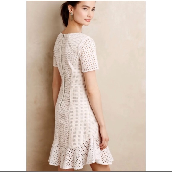 Anthropologie White Georgia Eyelet Dress Size 12 - Picture 2 of 16